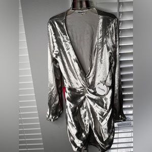 Silver , open cut , bodycon dress